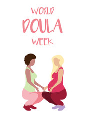 Fototapeta na wymiar World Doula Week banner in a modern cartoon style.