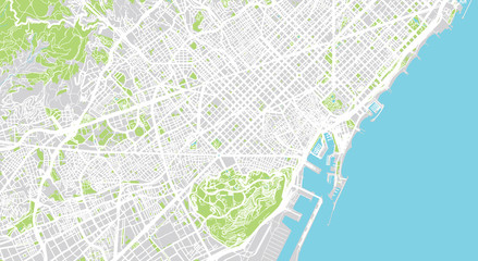 Urban vector city map of Barcelona, Spain - obrazy, fototapety, plakaty