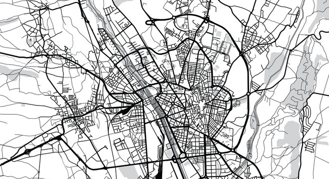 Urban vector city map of Leon, Spain