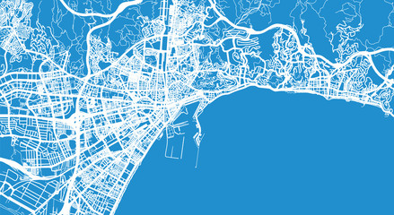 Urban vector city map of Malaga, Spain