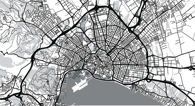 Urban vector city map of Palma, Spain