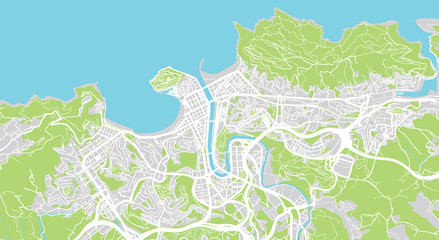 Fototapeta premium Mapa miasta miejskiego wektor San Sebastian, Hiszpania