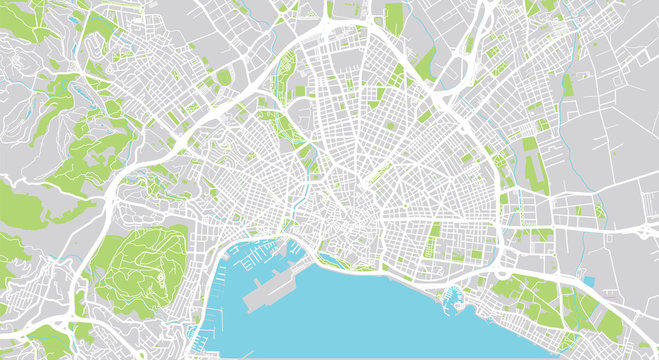 Urban vector city map of Palma, Spain