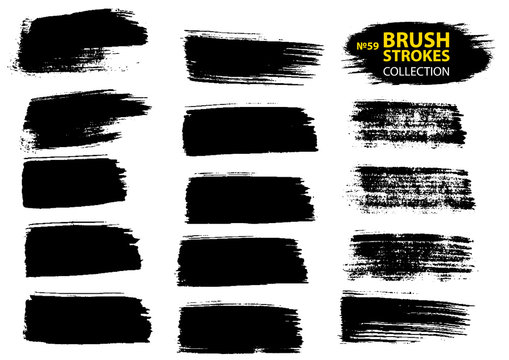 Black ink vector brush strokes. Black isolated paintbrush collection. Brush strokes isolated