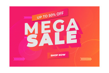 Mega sale banner template, vector illustrator