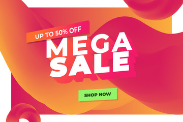 Mega sale banner template, vector illustrator