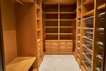 Luxury wardrobes in the dressing room in modern style
