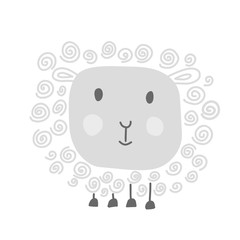 Handdraw Funny vector doodle white sheep, sketch for your design. Isolated on white background