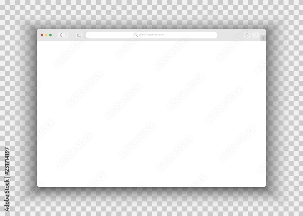 Fototapete web simple browser window white, transparent background, flat. simple browser window, flat vector. b