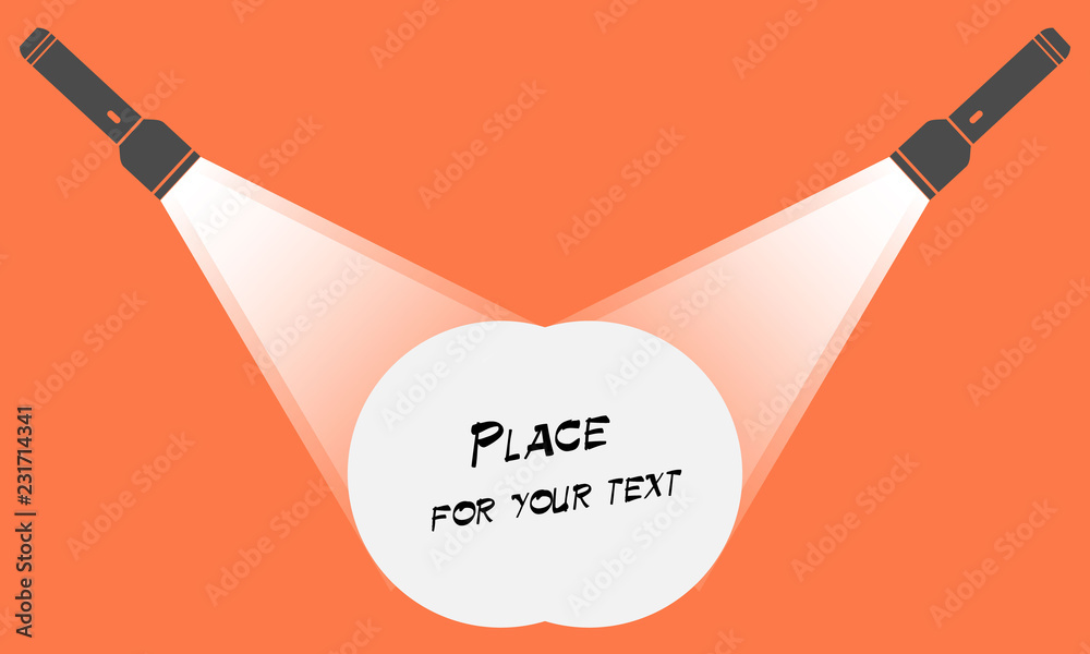 Poster flashlight icon.vector flat flashlight illustration.concept of flat flashlight in dark.place for you