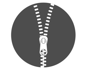 Vector icon closed and open zipper, fastener.