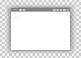 Blank window of E-mail, template vector illustration. E-mail blank template internet mail frame interface for mail message. Email message Blank window of E-mail, template