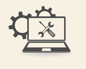 Repair computer icon. One of set web icons.Computer repairs symbol - vector illustration. eps 10. Vector illustration. Settings tools icon