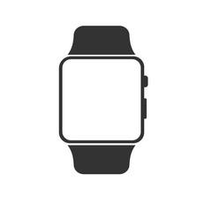 Flat modern smart watch icon.  Smart watch isolate white background. Smart watch symbol sign silhouette icon 