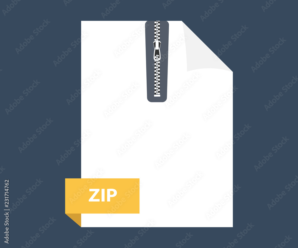 Poster zip file icon. zip archive file extension icon vector.