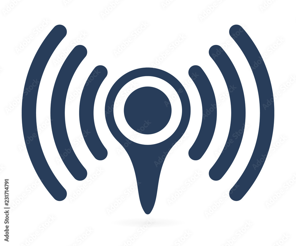 Poster Wifi pinpoint  isolated icon. Wifi map point sign, vector illustration.