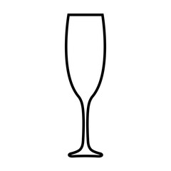 Champagne glass line icon. Champagne or sparkling wine in tall elegant glass. Vector Illustration - obrazy, fototapety, plakaty