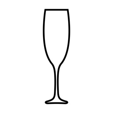 Champagne glass line icon. Champagne or sparkling wine in tall elegant glass. Vector Illustration
