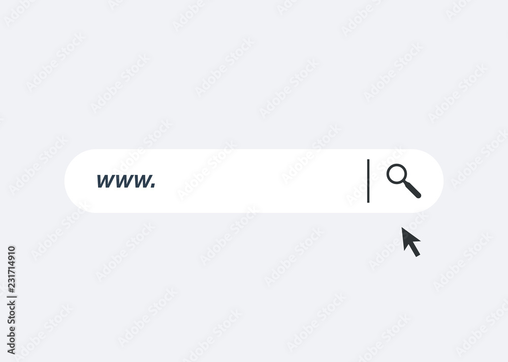 Leinwandbilder www icon. web site icon. www icon with hand cursor in flat style