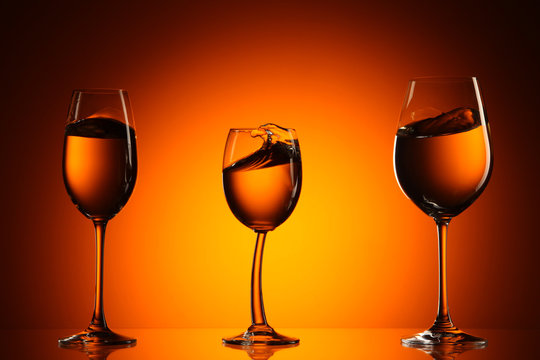 Three glasses of wine, horizontal picture