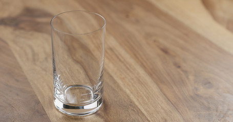 empty glass on wood table