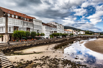 Cedeira, urban view with river Condomiñas. A Coruña, Galicia. Spain.