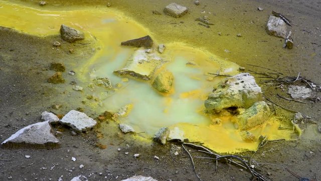 Yellow Pool in Wai-O-Tapu National Park, Rotorua, New Zealand