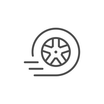 Car wheel line icon