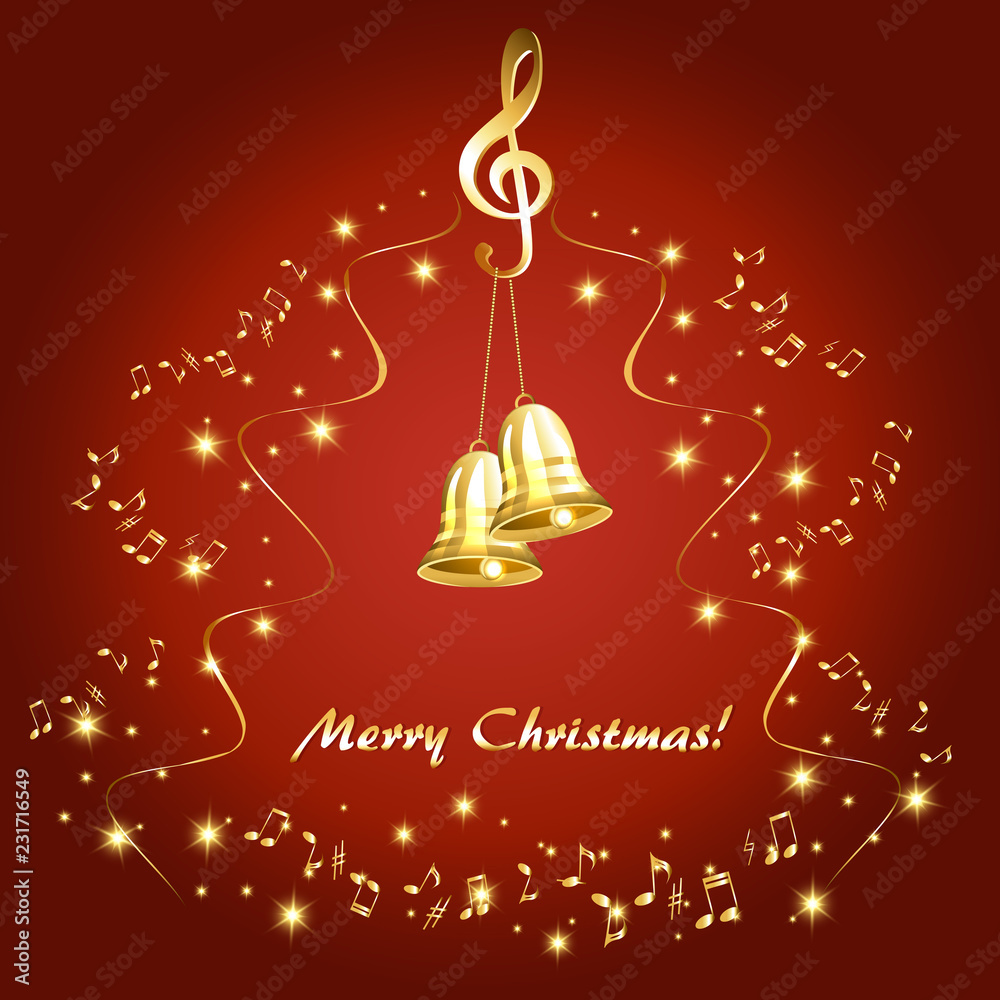 Wall mural New year card with music background