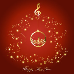 New year card with music background