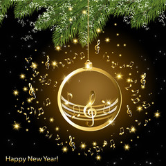 New year card with music background