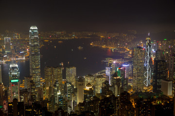 Fototapeta na wymiar Hong Kong skyline at night from the Peak 