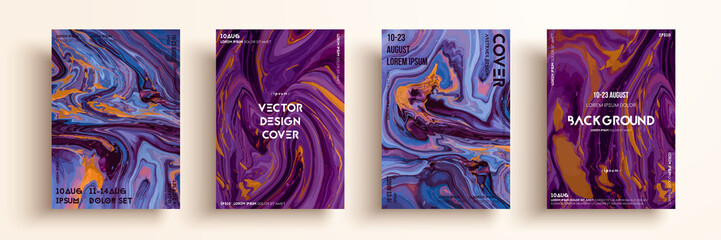 Artistic textures for digital design. Fluid colors backgrounds. Set of vector cards for brand identities, invitation designs, packaging, labels, business cards, and interactive web backgrounds.