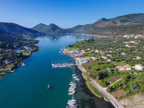 Aerial image of Nidri on the island of Lefkas Greece