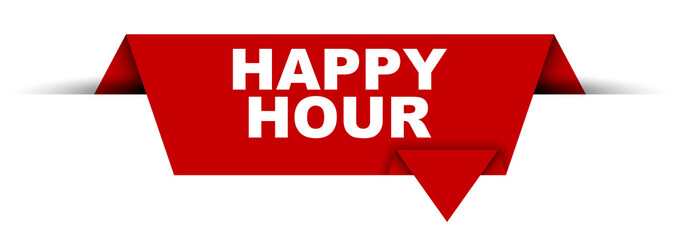 red vector banner happy hour