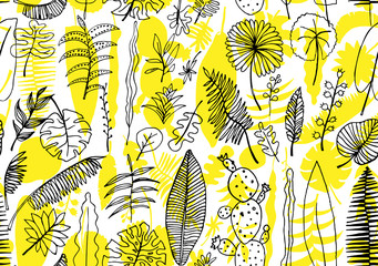 Floral seamless pattern. Vector nature bright background. Flourish wallpaper with plants Inflorescences