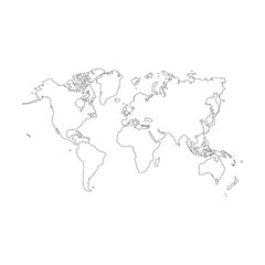 Vector outline world map. World map clip art.