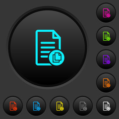Copy document dark push buttons with color icons