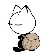 Illustrations of cat action logo on white background, Animals vector of isolated a cute cat icon.