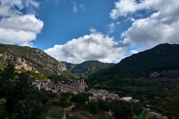 Small tourist village among mountains in Mallorca. Balearic Islands. Spain