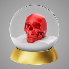 Magical Christmas snow globe. Realistic traditional winter holiday decoration crystal with snow, snowflakes inside. Xmas magical toy, empty sphere, 3d illustration