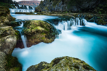 Strbacki buk waterfall on river Una in Bosnia and Croatia border - obrazy, fototapety, plakaty