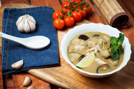 Vegetable soup with chicken, Thai cuisine