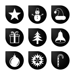Merry Christmas black icon in the form of a drop. Winter icons set in beautiful gradient design isolated on white background. New year sign vector illustration.