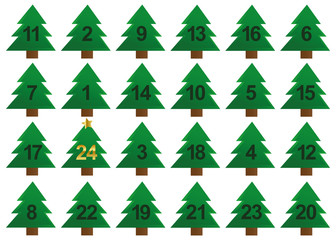 christmas tree advent calendar green and gold vector illustration EPS10