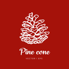 Hand drawn vector editable pine cone simple illustration. Christmas decor concept.