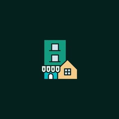 Building Store Market Abstract Property Creative Icon Logo Design Template Element Vector
