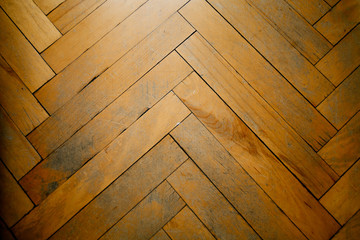 Wooden parquet top view, background for copying space. Concept texture backgrounds for text.