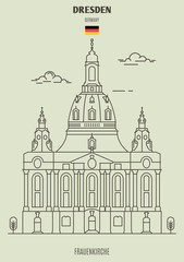 Frauenkirche in Dresden, Germany. Landmark icon