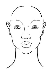 Face chart Makeup Artist Blank. Template. Vector illustration.